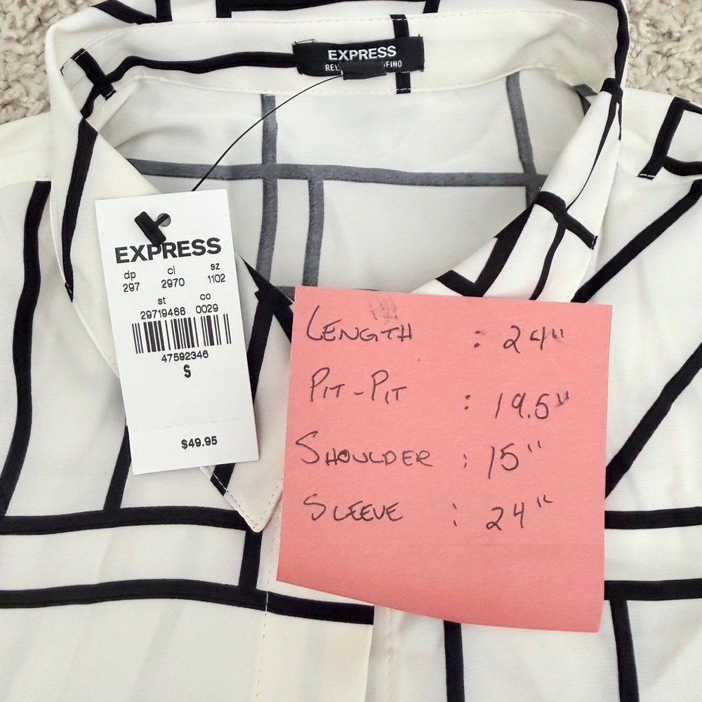 🖤NWT Express Geometric Button Down Blouse Size S… - image 7